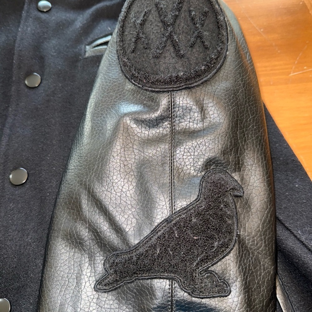 Rare Varsity Wool Blend Mens Jacket XL Black 90’s University Dark Scholar Warm - Picture 4 of 13